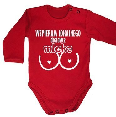 Body długi rękaw "Wspieram dostawce mleka" Moocha biały