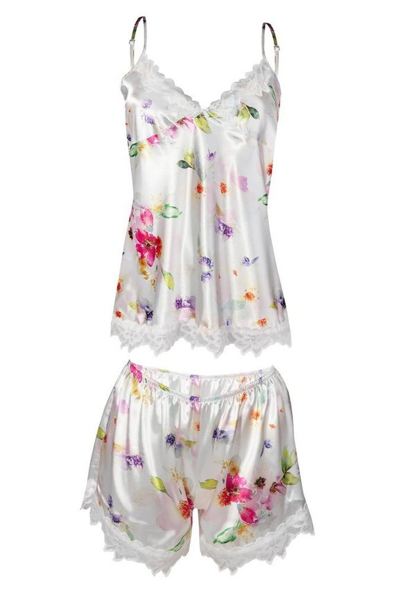 Flowers Komplet piżama damska DKaren DK-KV -granatowy 001