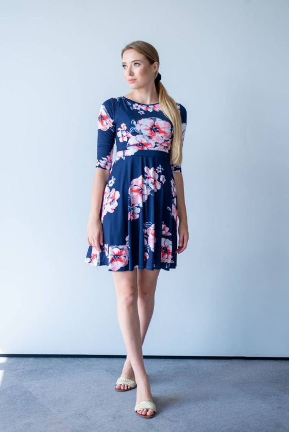 130 Sukienka do karmienia MIRACLE-granat kwiaty