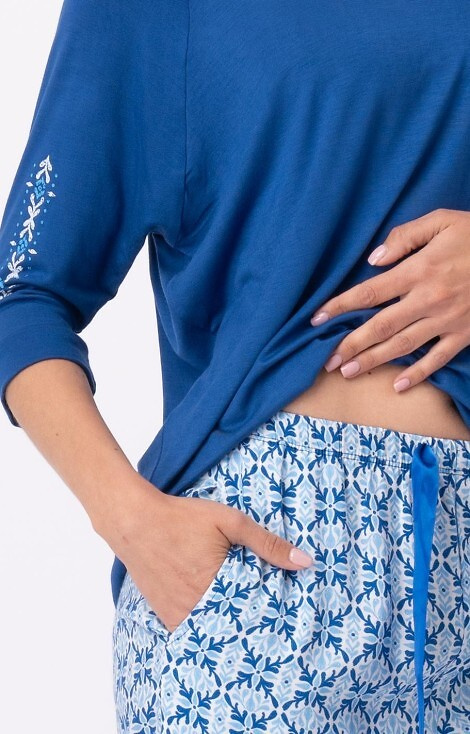 LNS 721 Piżama Damska wiskoza Key - niebieska