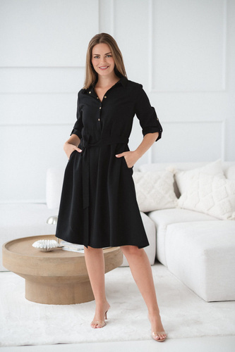 Szmizjerka ciążowa i do karmienia Milk&Love czarna | Modal, rękaw 3/4, regulacja w talii