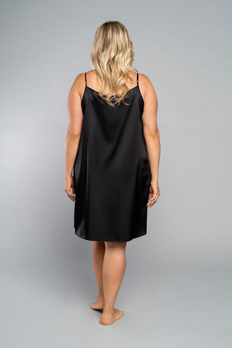 Dotyk koszula nocna wąskie ramiączko, krótka Italia Fashion - czarna