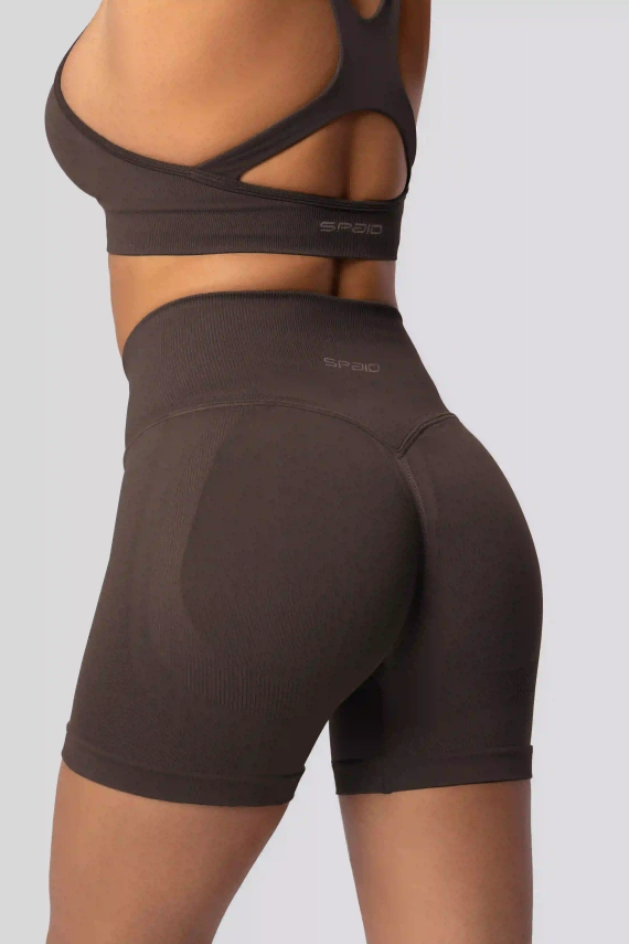 Spaio PUSH-UP PRO spodenki modelujące bezszwowe fitness szorty chocolate