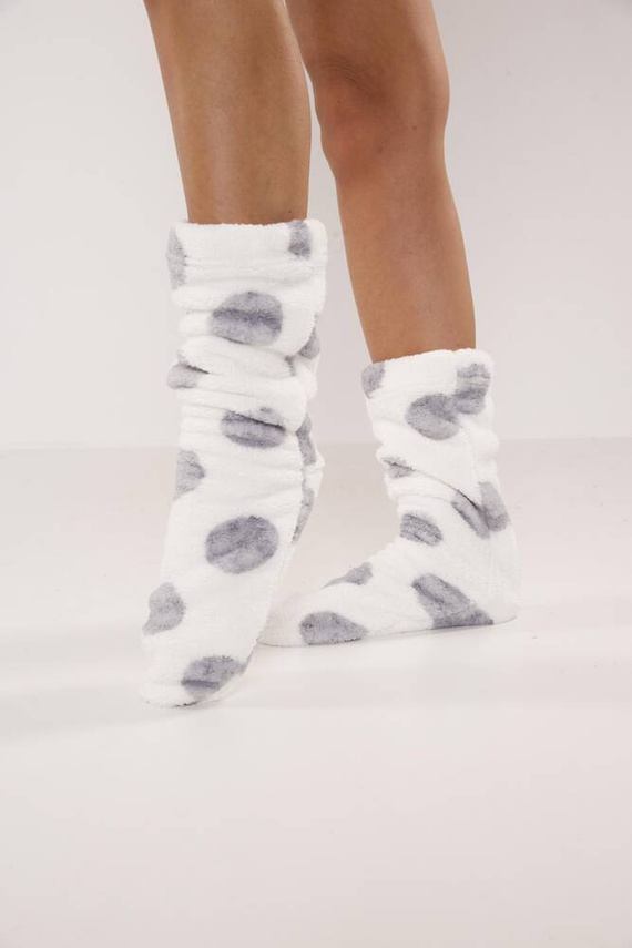 553/554 Wellsoft Gładkie skarpetki do spania De Lafense - ecru duże koła