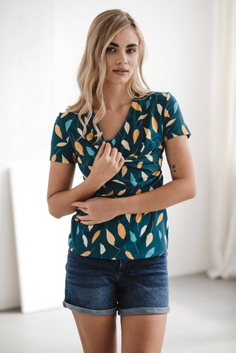 Milk Bar Bluzka do karmienia i ciążowa Milk&Love turkusowy w listki