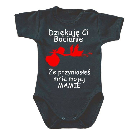 Body krótki rękaw "Dziękuję ci bocianie" Moocha biały