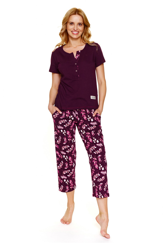 Doctor Nap 7267 – Piżama damska plus size z bawełny | Polska produkcja, 100% bawełna - burgundy
