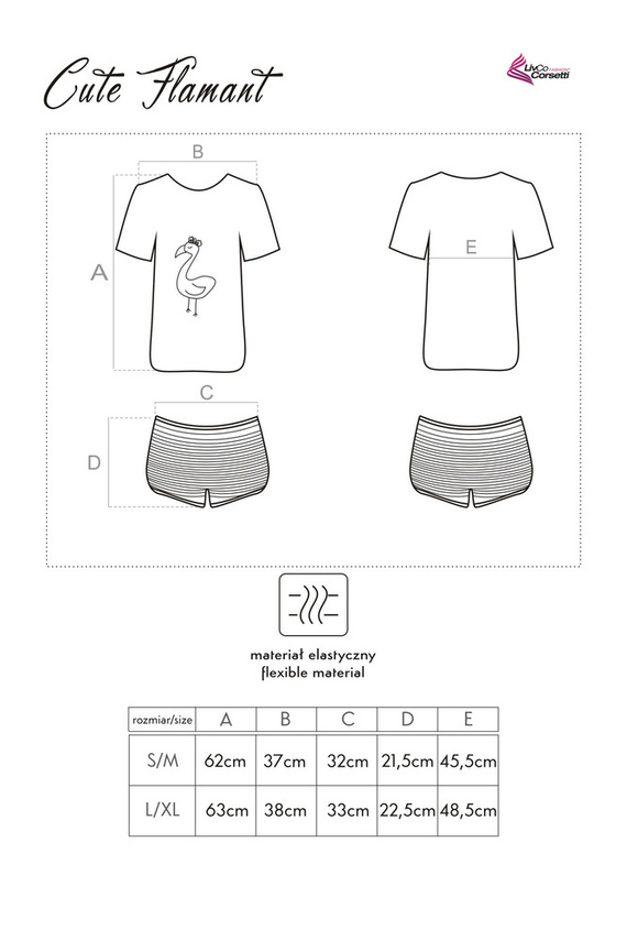 Cute Flamant 0304 Piżama damska LivCo Corsetti Fashion