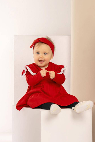 Sukienko-body + opaska 163169 "Magia Świąt" Nicol - czerwony