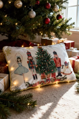 Christmas Time Poszewka świąteczna LED BN23 – biała i zielona, velvet, 12 światełek LED, zamek