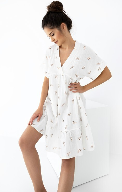 Nastia koszula nocna muślinowa Sensis - ecru