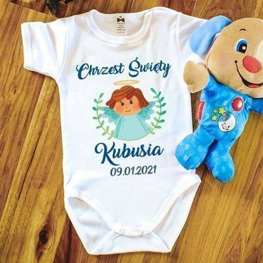 "Chrzest dla chłopca z imieniem" Moocha body krótki rękaw biały