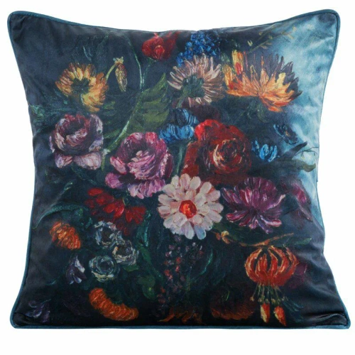 Velvet 112 poszewka welurowa kwiaty Eurofirany granatowy