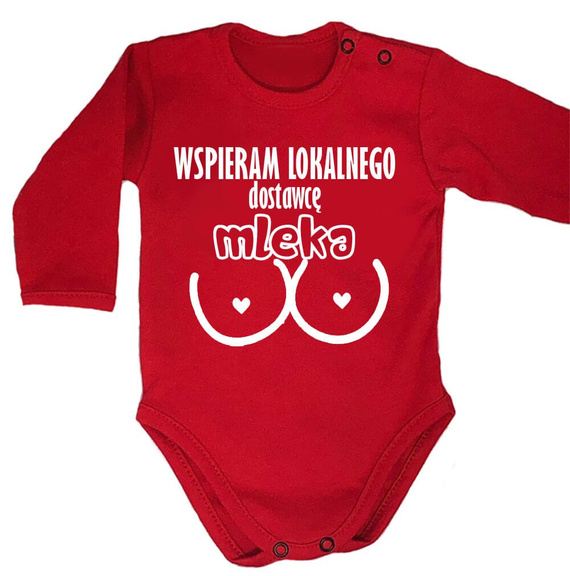 Body długi rękaw "Wspieram dostawce mleka" Moocha biały