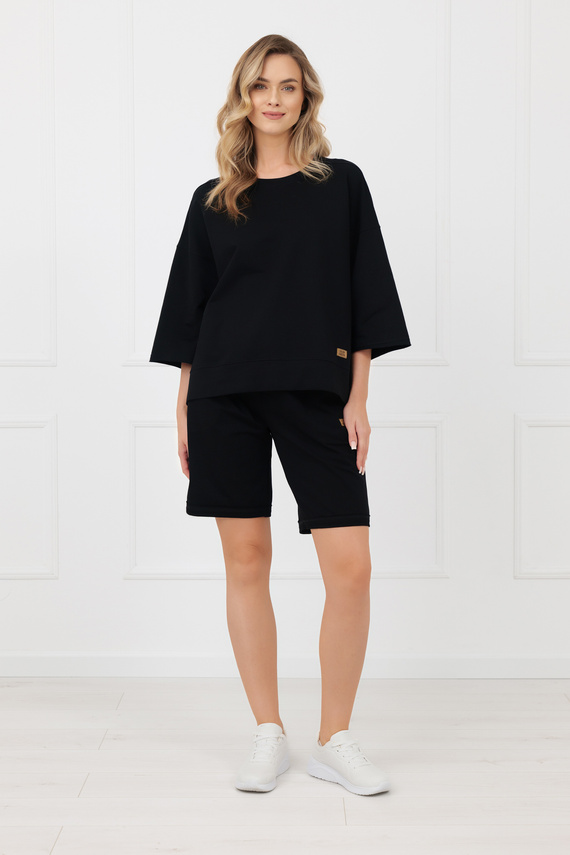 Bluza Kaori Italian Fashion 3/4 rękaw bawełna elastan- czarna