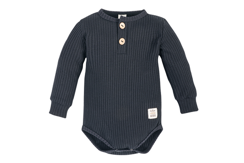 "Natural Waffel" Makoma Body polo z długim rękawem black