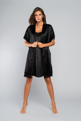 Dotyk Szlafrok krótki rękaw Italian Fashion - czarny