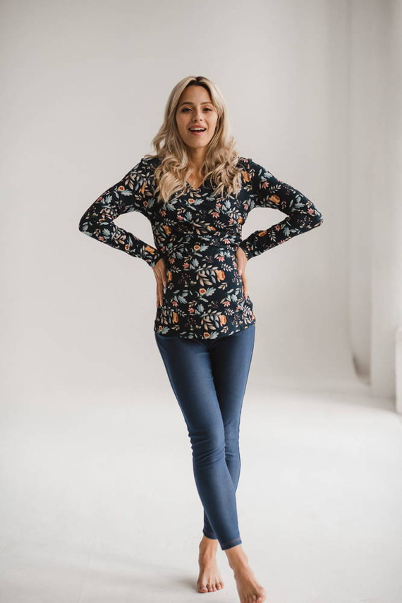 Milk Bar Bluzka do karmienia i ciążowa Milk&Love granatowa w print