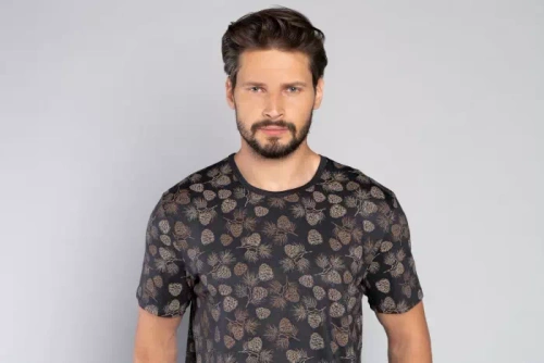 Pinus Piżama Męska krótki rękaw, długie spodnie Italian Fashion- druk/grafit