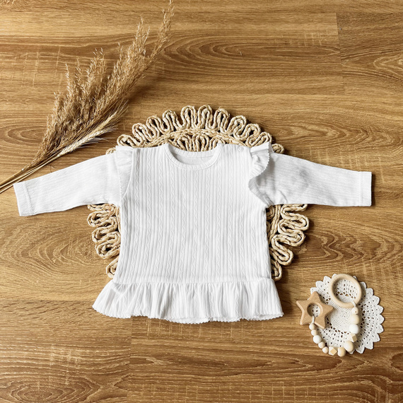 BLAG002 EkoBaby Mamatti Bluzka dziewczęca - biały