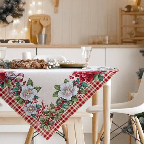 1273 Obrus świąteczny gobelinowy Eurofirany kremowy