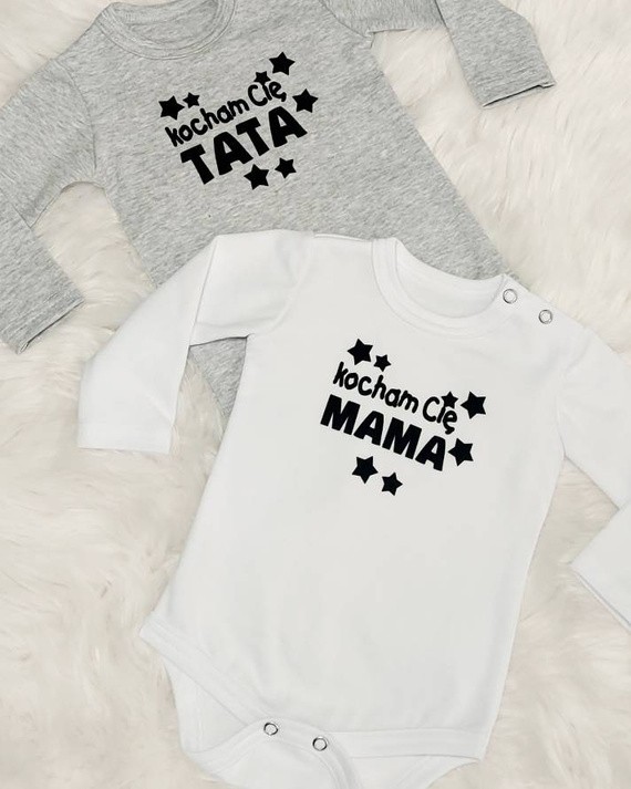 "Kocham Cię Mama gwiazdki" Bambarillo Body z długim rękawem biały