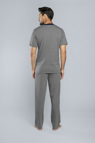Profit Piżama Męska krótki rękaw, długie spodnie Italian Fashion- śr.melanż