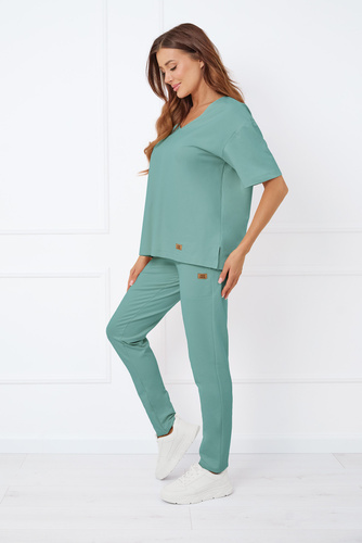 Caro Bluzka z krótkim rękawem Italian Fashion - szałwiowy