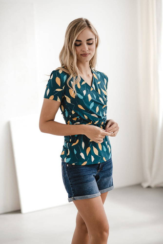 Milk Bar Bluzka do karmienia i ciążowa Milk&Love turkusowy w listki