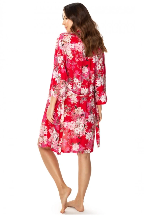 86636 Lotos Szlafrok peniuar Mewa druk w kwiaty