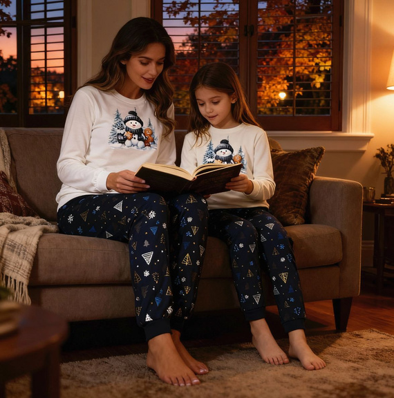 721/427 Snowy Day Piżama damska Cornette ecru– bawełna, długi rękaw | Ciepła i wygodna