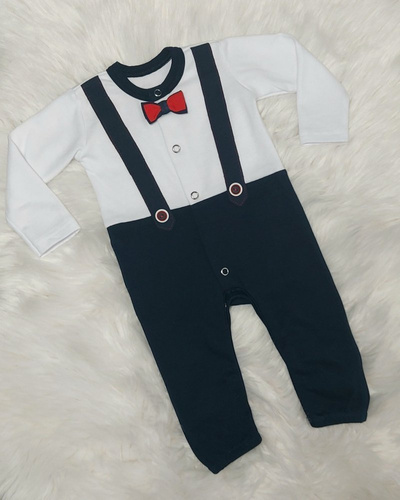 Smoking Bambarillo Frak pajacyk bez stópek biało-bordowy