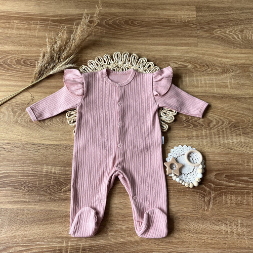 PAAG006 EkoBaby Mamatti Pajac dla dziewczynki - różowy