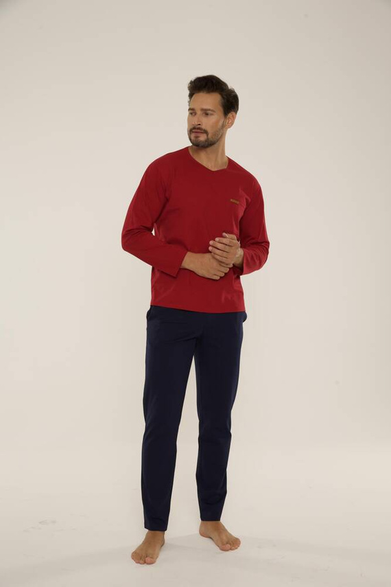 683 Kevin Piżama Męska Forex - bordo- granat