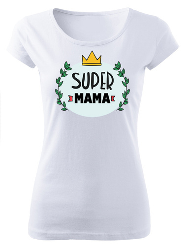 "Super mama" koszulka damska Dzień Mamy Moocha biały