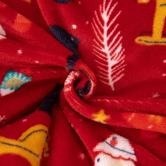 Merry Cozy Pościel świąteczna czerwona miś Spod Igły i Nitki– mikrofibra pluszowa 210 g/m²