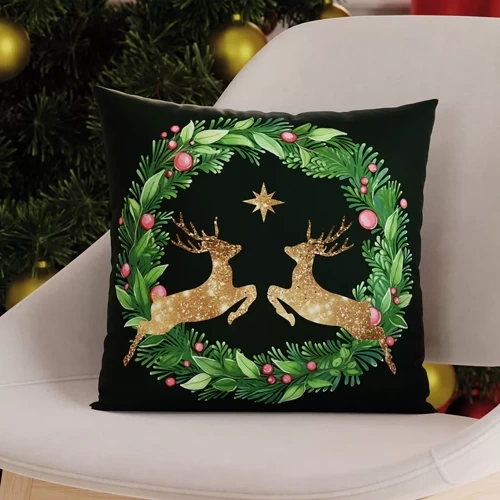 TBN293 Złote jelonki Poduszka świąteczna Markizeta