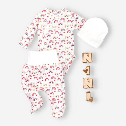 ABK-0019/TEC Tęcza Komplet niemowlęcy z bawełny organicznej Nini