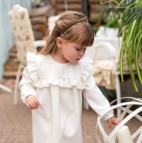 Ceremony Eevi Sukienka z falbanką - ecru