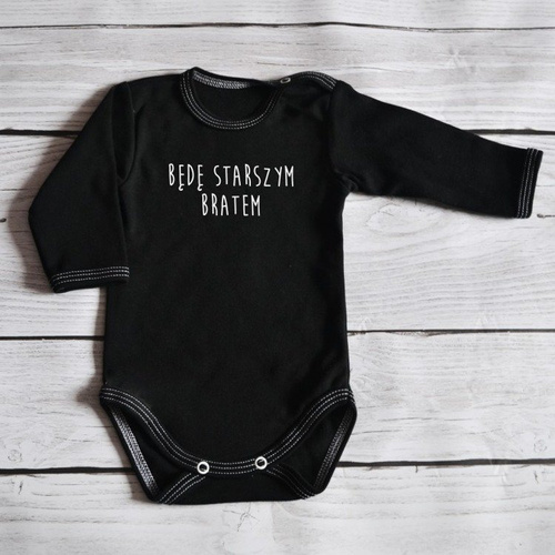 Body długi rękaw "Będę starszym bratem" Moocha białe