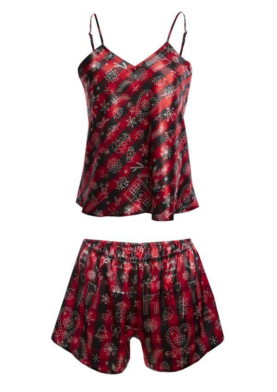 DK-KK Christmas Komplet Damski Piżama DKaren - czerwony 012