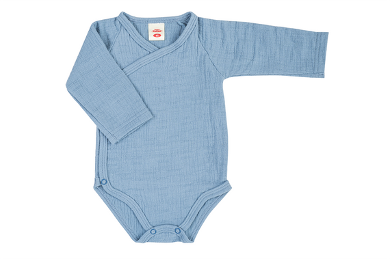 03252B "Just Muslin Blue" Body dzidziuś rozpinane muślinowe Makoma 