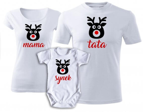 "MAMA TATA SYN RENIFERY" Moocha zestaw koszulek świątecznych