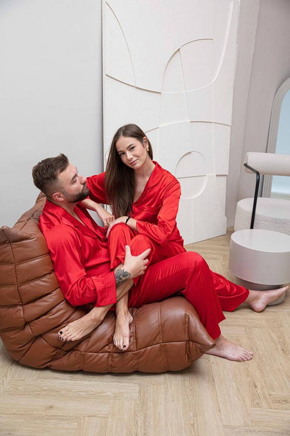 Lukas Piżama Męska Satyna - czerwony