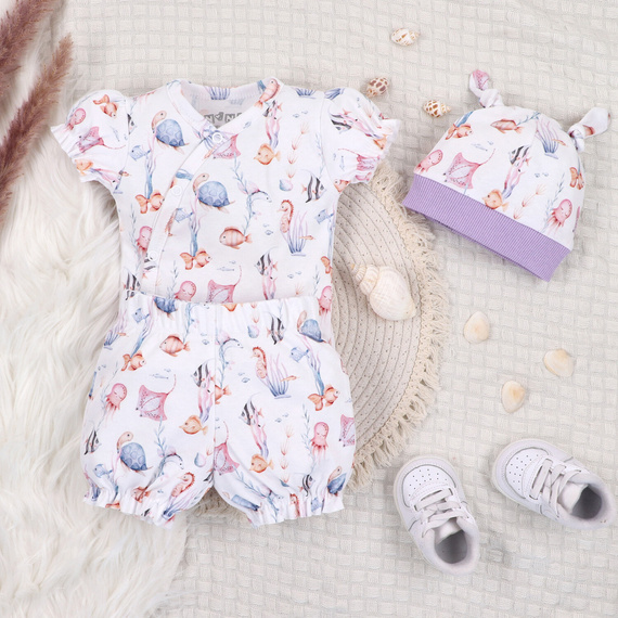 ABN-5489 Underwater World Szorty niemowlęce Nini– bawełna organiczna, dla dziewczynki