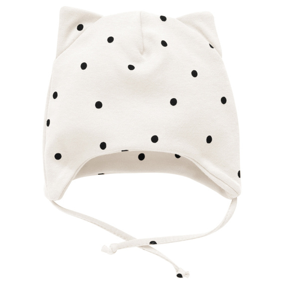 Tres Bien Pinokio Wiązana Czapka niemowlęca - ecru groszki