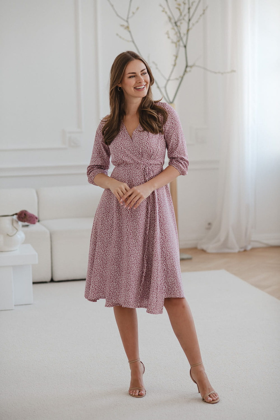 Milk Shake sukienka ciążowa i do karmienia rękaw 3/4 Milk&Love liliowa w listki