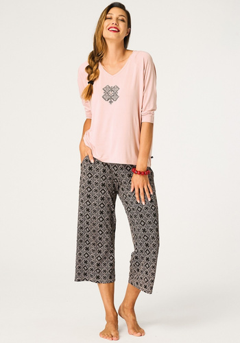 Key LNS 731 Piżama damska morelowa wiskoza 3/4