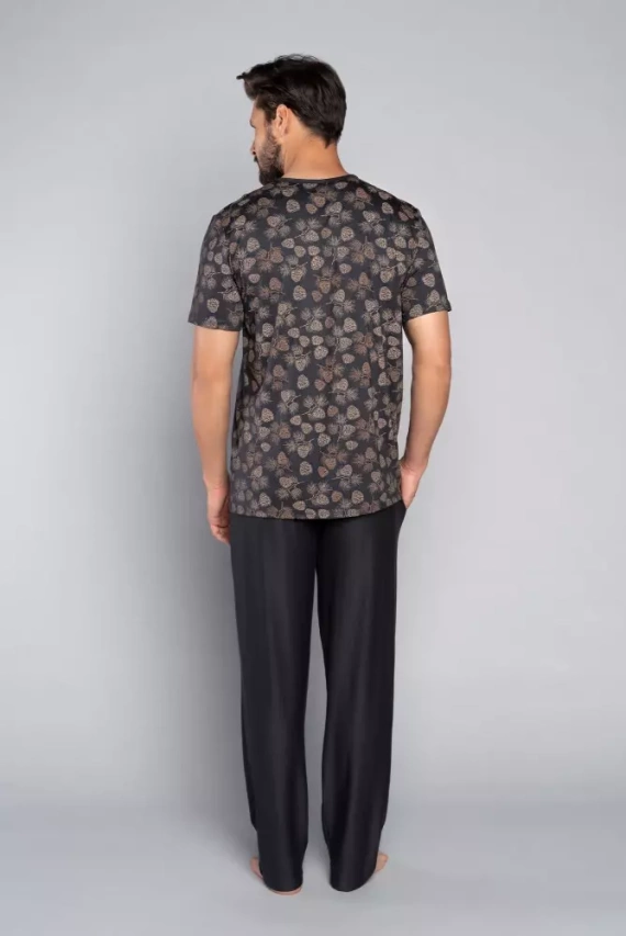 Pinus Piżama Męska krótki rękaw, długie spodnie Italian Fashion- druk/grafit