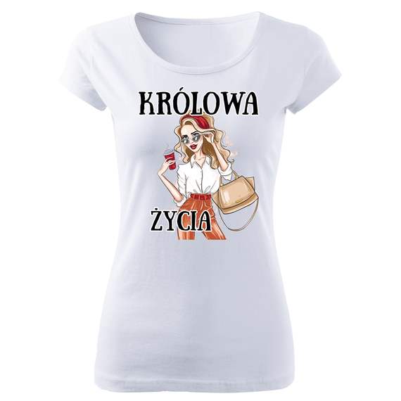 "KRÓLOWA ŻYCIA" Moocha koszulka damska biały 